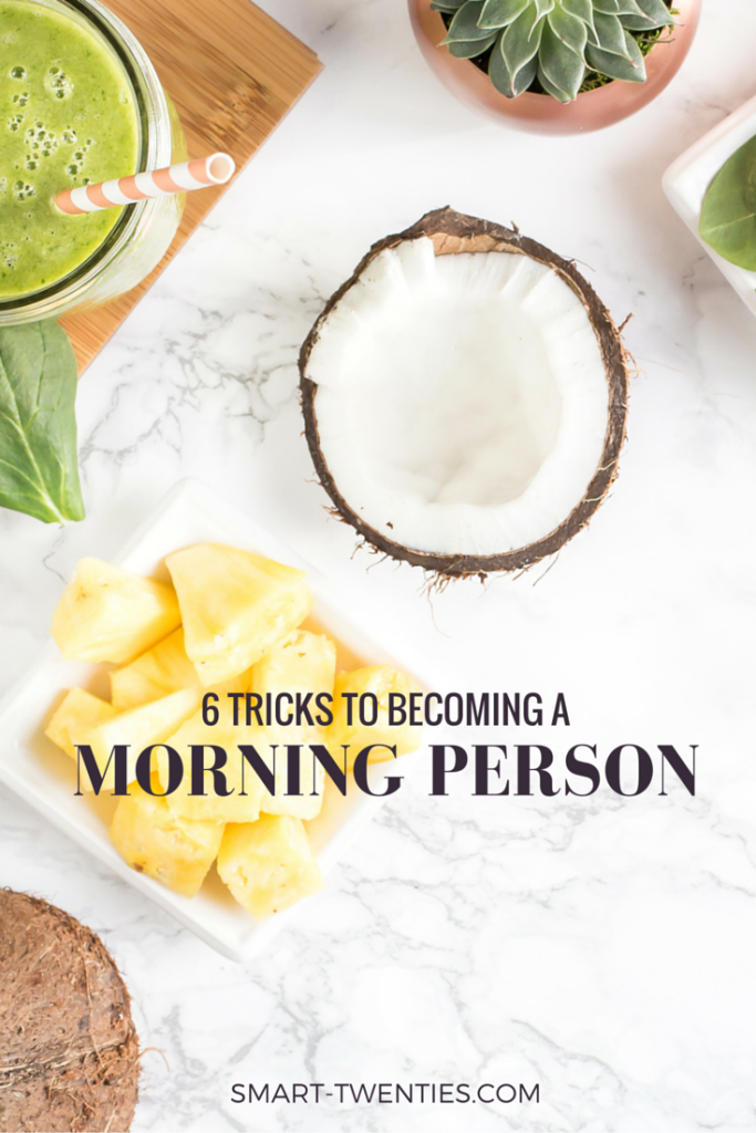 I share 6 simple tricks to start becoming a morning person, even if you love hitting snooze! 