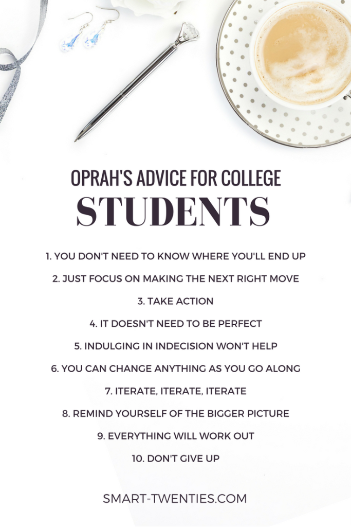 Looking for career advice in your twenties? No idea what to do after college?Here's the best life advice for twenty-somethings from Oprah Winfrey. Pin to save!