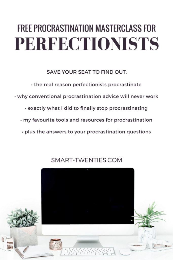 Save your seat at the free procrastination masterclass to get tips and advice to finally stop procrastinating! This masterclass is a must for perfectionist college students and millennials!
