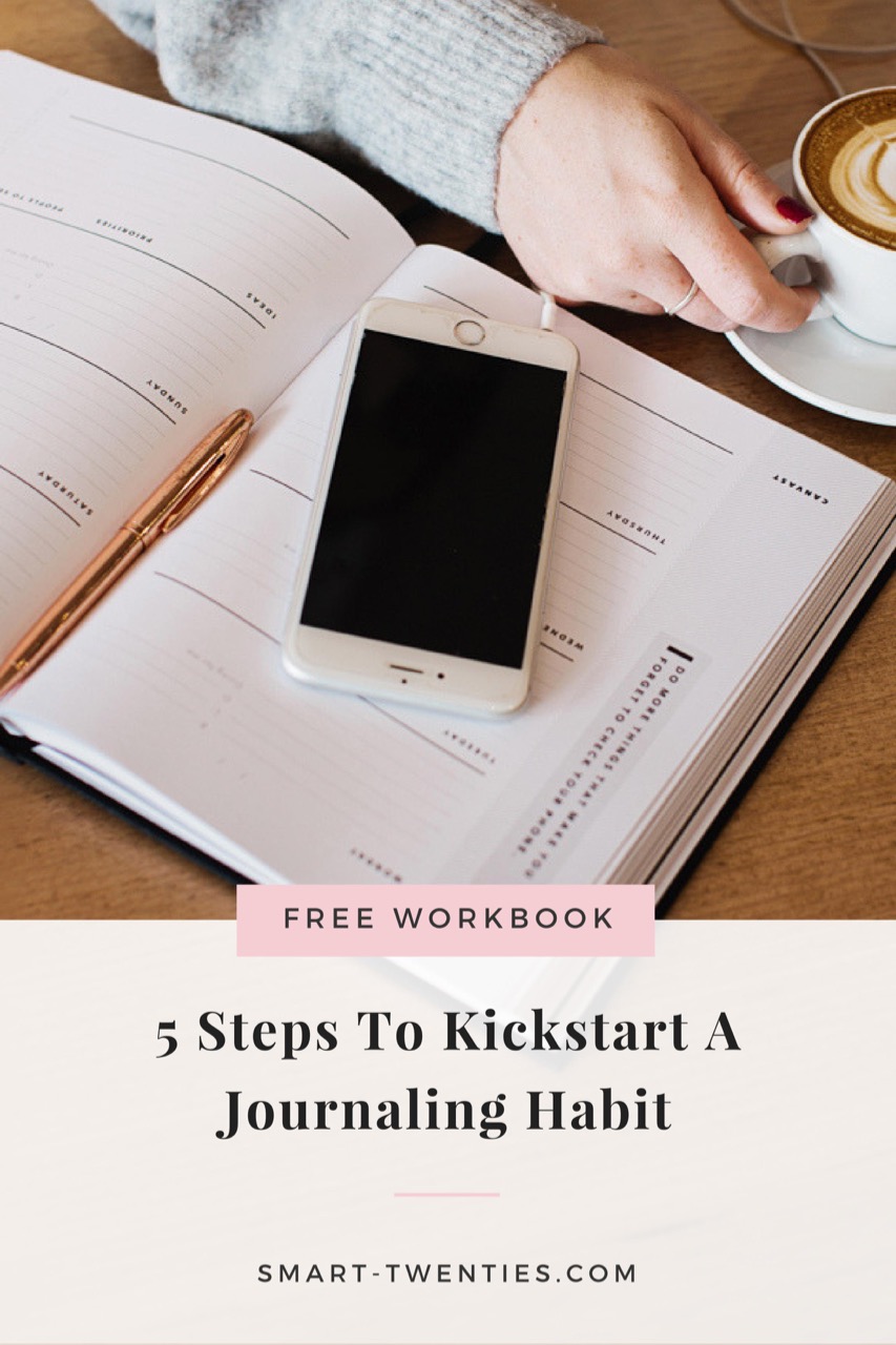 A free workbook to help you kickstart a journaling habit, perfect if you want to start a morning routine or adopt some healthy habits